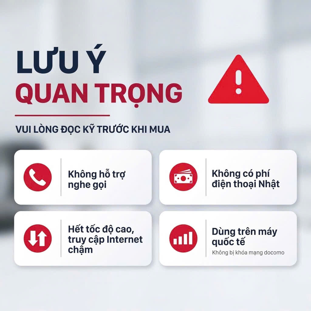 lưu ý quan trọng docomo